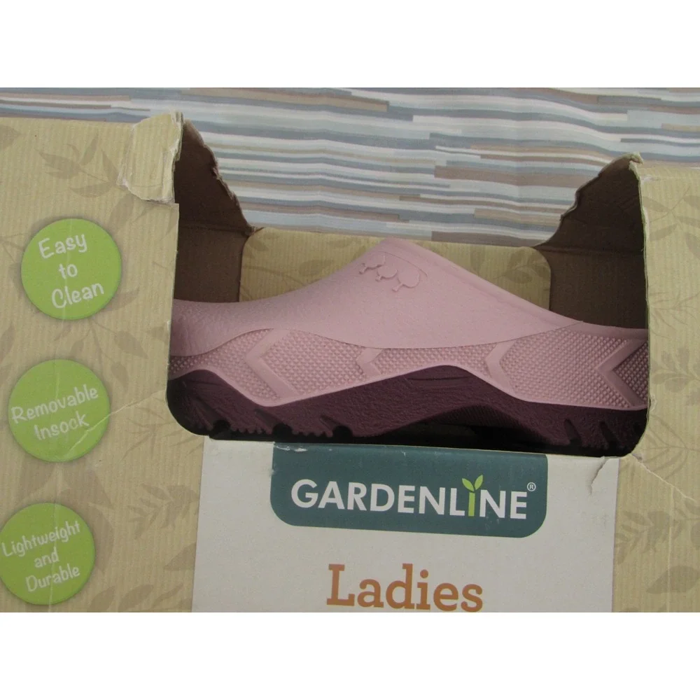 Gardenline Garden Clogs Womens 9/10 Rubber Pink Slip On Removable Floral Insole